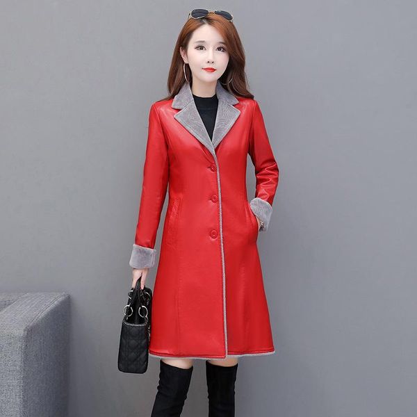 women's leather & faux kavlanti middle long autumn winter korean version thin and plush thickened pu windbreaker fur, Black
women's leather & faux kavlanti middle long autumn winter korean version thin and plush thickened pu windbreaker fur, Black