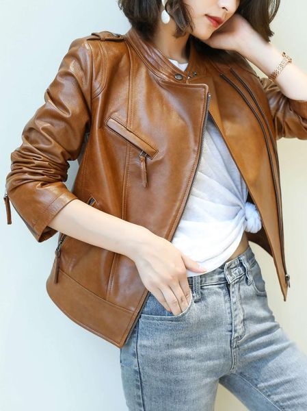 women's leather & faux 2021 spring women jacket stand collar motorcycle jackets sheepskin coat korean autumn clothes veste cuir femme w, Black
women's leather & faux 2021 spring women jacket stand collar motorcycle jackets sheepskin coat korean autumn clothes veste cuir femme w, Black