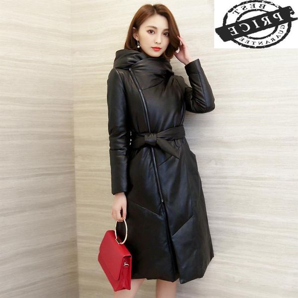 women's leather & faux natural sheepskin coat female genuine jacket long women winter down parka hooded real jackets lwl12a2, Black
women's leather & faux natural sheepskin coat female genuine jacket long women winter down parka hooded real jackets lwl12a2, Black