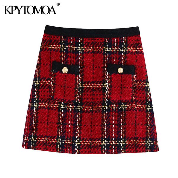women chic fashion with pockets tweed check mini skirt vintage high waist back zipper female skirts mujer 210416, Black
women chic fashion with pockets tweed check mini skirt vintage high waist back zipper female skirts mujer 210416, Black