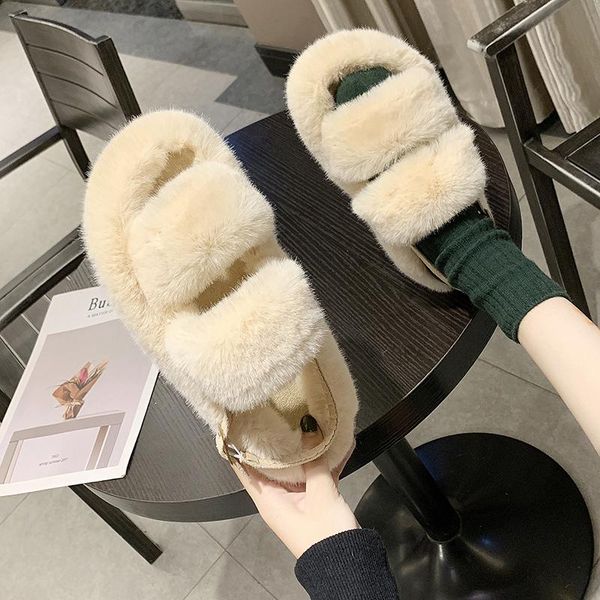 outside buckle band fur slippers women plush platform shoes creepers pantuflas thicken soled double furry slides 2021, Black
outside buckle band fur slippers women plush platform shoes creepers pantuflas thicken soled double furry slides 2021, Black
