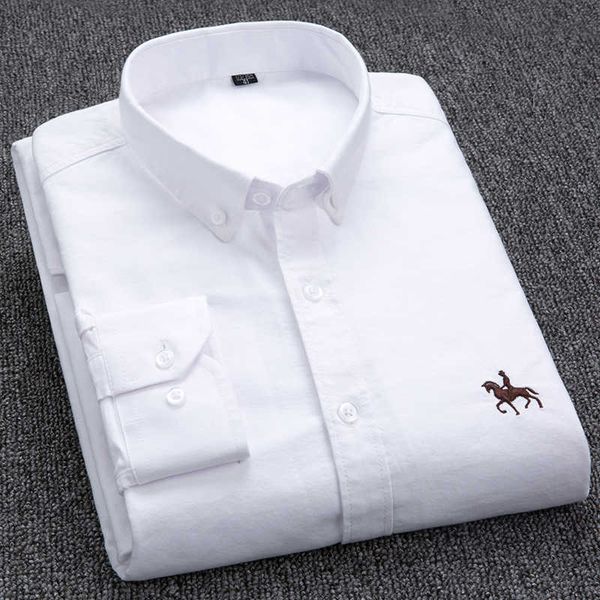100% cotton oxford shirt men's long sleeve embroidered horse casual without pocket solid yellow dress shirt men plus size 5xl6xl 210609, White;black
100% cotton oxford shirt men's long sleeve embroidered horse casual without pocket solid yellow dress shirt men plus size 5xl6xl 210609, White;black