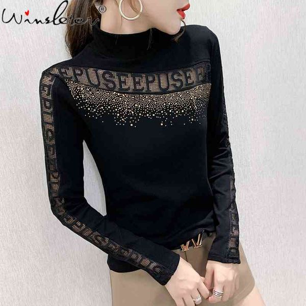 women's t-shirt spring fall korean mesh girl fashion diamonds patchwork hollow out embroidery letter women tees t0d403a, White
women's t-shirt spring fall korean mesh girl fashion diamonds patchwork hollow out embroidery letter women tees t0d403a, White