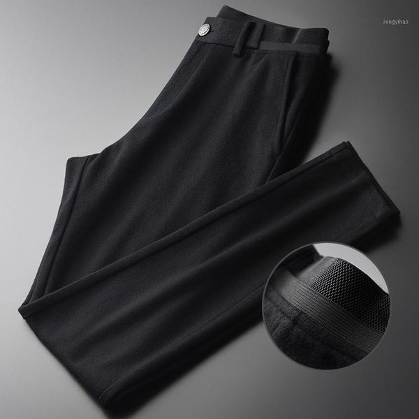 men's pants wool thick mens luxury business and casual solid color man autumn winter straight male trousers, Black
men's pants wool thick mens luxury business and casual solid color man autumn winter straight male trousers, Black