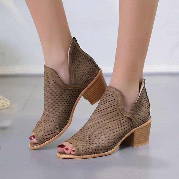 women summer boots hollow out ankle for fish mouth shoes high thick heel ladies bota feminina plus size 42 43 sandals, Black
women summer boots hollow out ankle for fish mouth shoes high thick heel ladies bota feminina plus size 42 43 sandals, Black