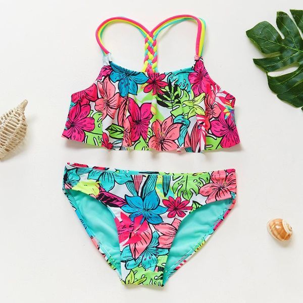 women's swimwear 4-18y girls teenager kids bikini set tropical floral swimming outfits children beachwear, White;black
women's swimwear 4-18y girls teenager kids bikini set tropical floral swimming outfits children beachwear, White;black