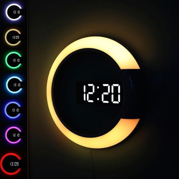 3d led digital wall clock alarm mirror hollow watch table 7 colors temperature nightlight for home living room decorations lamp
3d led digital wall clock alarm mirror hollow watch table 7 colors temperature nightlight for home living room decorations lamp