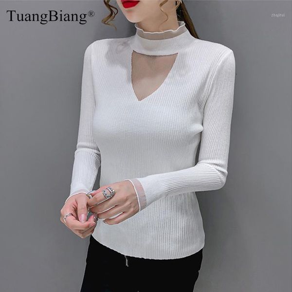 women's sweaters lace patchwork translucent v-neck 2021 sweater women mesh turtleneck feminine pullovers long sleeve white elegant knit, White;black
women's sweaters lace patchwork translucent v-neck 2021 sweater women mesh turtleneck feminine pullovers long sleeve white elegant knit, White;black