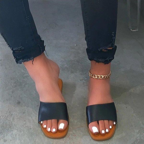 slippers women summer sandals flats shoes woman vintage pu leather outdoor slides basic sandalias mujer sapato feminino n158, Black
slippers women summer sandals flats shoes woman vintage pu leather outdoor slides basic sandalias mujer sapato feminino n158, Black