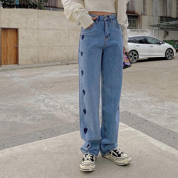 vintage loose love embroidery wide leg pants full length high waist women female jeans for streetwear women's, Blue
vintage loose love embroidery wide leg pants full length high waist women female jeans for streetwear women's, Blue
