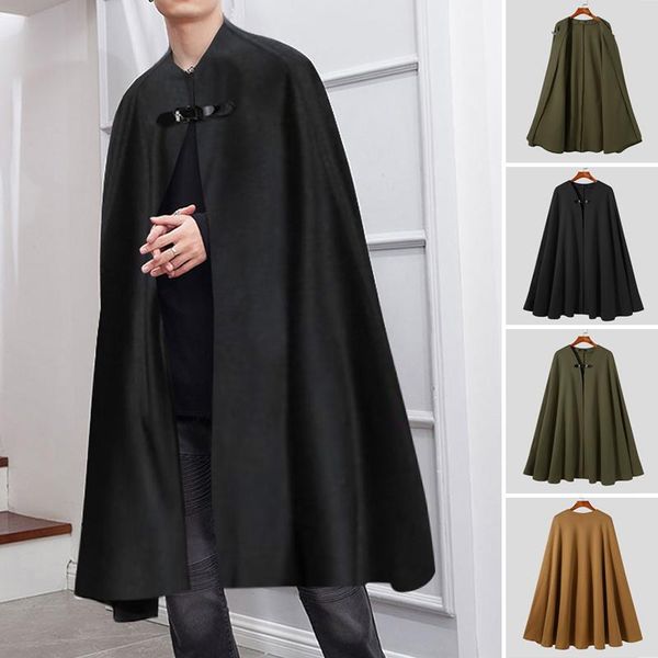 men's trench coats incerun fashion men cloak one button solid color streetwear elegant loose ponchos autumn casual long cape s-5xl, Tan;black
men's trench coats incerun fashion men cloak one button solid color streetwear elegant loose ponchos autumn casual long cape s-5xl, Tan;black