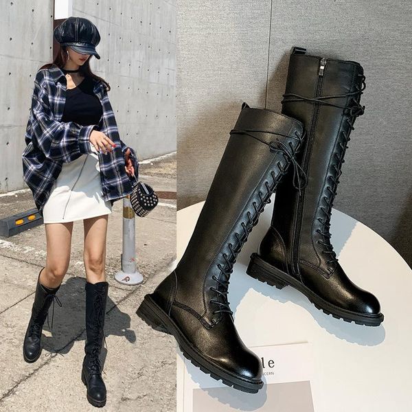 boots knight women 2021 round head thick heel british style lace-up side zipper high-barreled leather, Black
boots knight women 2021 round head thick heel british style lace-up side zipper high-barreled leather, Black