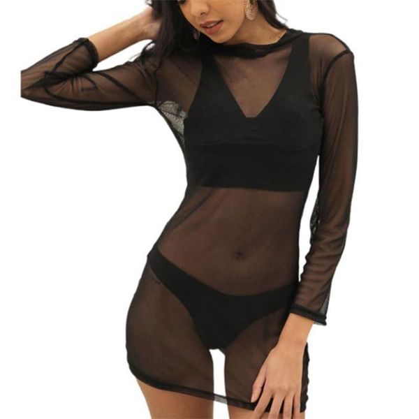 women's swimwear women summer swimsuit cover solid color ups sheer o-neck up long sleeves slim sun-proof dress black beachwear, White;black
women's swimwear women summer swimsuit cover solid color ups sheer o-neck up long sleeves slim sun-proof dress black beachwear, White;black