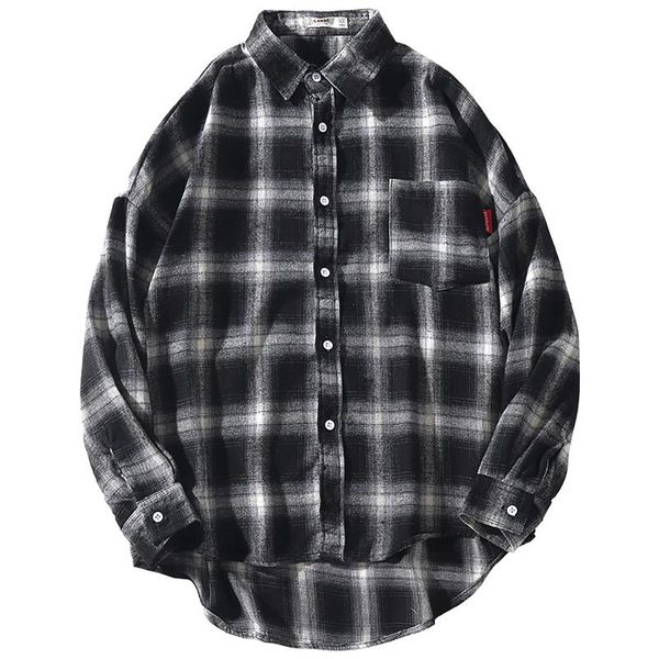 men's casual shirts korean harajuku plaid shirt men loose lapel printed-button clothing long sleeve 2021 fashion checkered male, White;black
men's casual shirts korean harajuku plaid shirt men loose lapel printed-button clothing long sleeve 2021 fashion checkered male, White;black