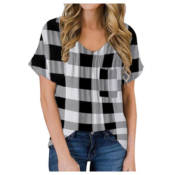 women's t-shirt t shirt women vintage clothes casual loose v-neck plaid printed summer harajuku graphic shirts haut femme, White
women's t-shirt t shirt women vintage clothes casual loose v-neck plaid printed summer harajuku graphic shirts haut femme, White