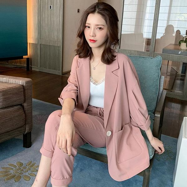summer women pant suits half-sleeve one button jacket blazer & elastic waist pencil pants casual female ensemble femme 2 pieces women's, White
summer women pant suits half-sleeve one button jacket blazer & elastic waist pencil pants casual female ensemble femme 2 pieces women's, White