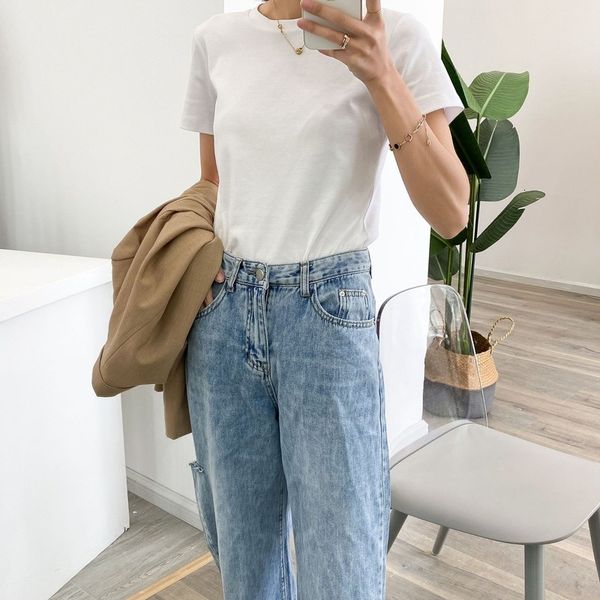 women's t-shirt 2021 summer fashion white cotton solid colour the-neck short sleeve female
women's t-shirt 2021 summer fashion white cotton solid colour the-neck short sleeve female