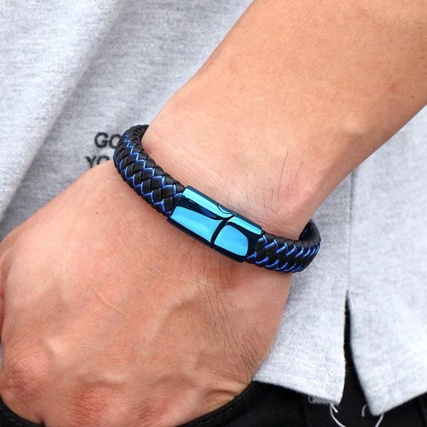 charm bracelets classic luxury with blue color leather combination stitching simple buckle for stainless steel men's bracelet, Golden;silver
charm bracelets classic luxury with blue color leather combination stitching simple buckle for stainless steel men's bracelet, Golden;silver
