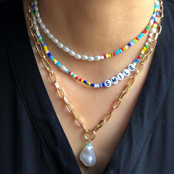 chains bohemian metal choker rice beads necklace female summer jewelry retro alphabet letter pearl clavicle chain necklaces for women, Silver
chains bohemian metal choker rice beads necklace female summer jewelry retro alphabet letter pearl clavicle chain necklaces for women, Silver