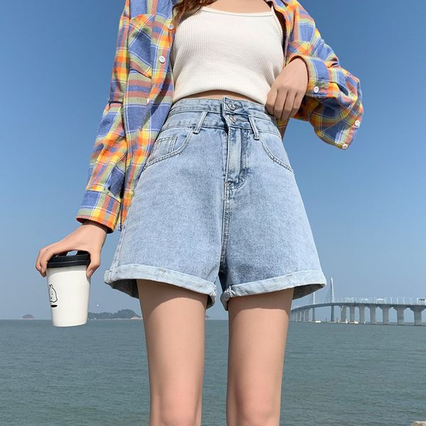 women's shorts spring and summer 2021 new super high waist blue denim loose trend fashion show thin a-line pants, White;black
women's shorts spring and summer 2021 new super high waist blue denim loose trend fashion show thin a-line pants, White;black