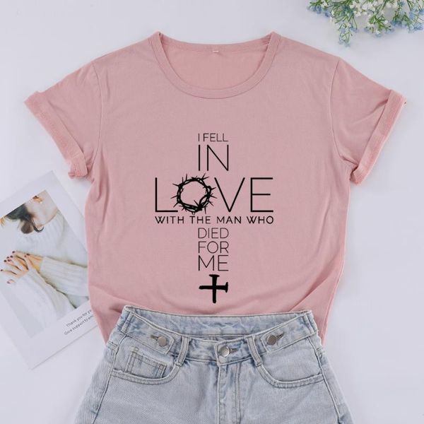 fell in love with man who died for me women's short sleeve 100% cotton funny letter print graphic o neck tshirt drop t-shirt, White
fell in love with man who died for me women's short sleeve 100% cotton funny letter print graphic o neck tshirt drop t-shirt, White