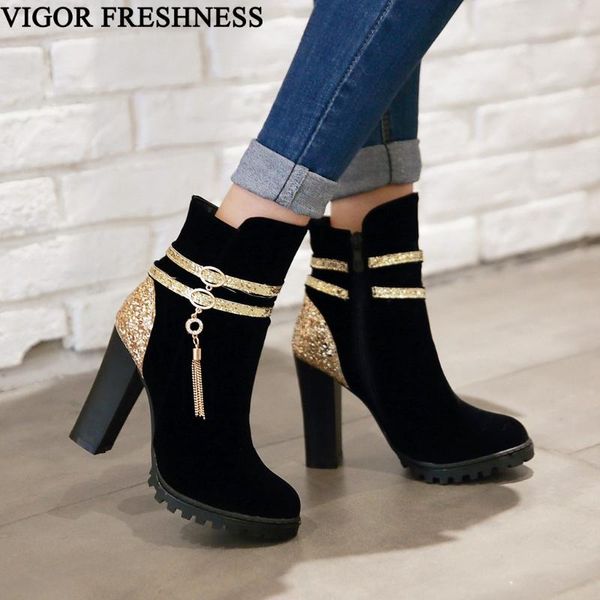 boots vigor freshness winter women heels shoes woman ankle bling autumn ladies dress 10cm my324, Black
boots vigor freshness winter women heels shoes woman ankle bling autumn ladies dress 10cm my324, Black