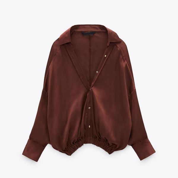 women's blouses & shirts agong solid turn down collar women fashion silk satin textured elegant stretch hem female ladies gt, White
women's blouses & shirts agong solid turn down collar women fashion silk satin textured elegant stretch hem female ladies gt, White