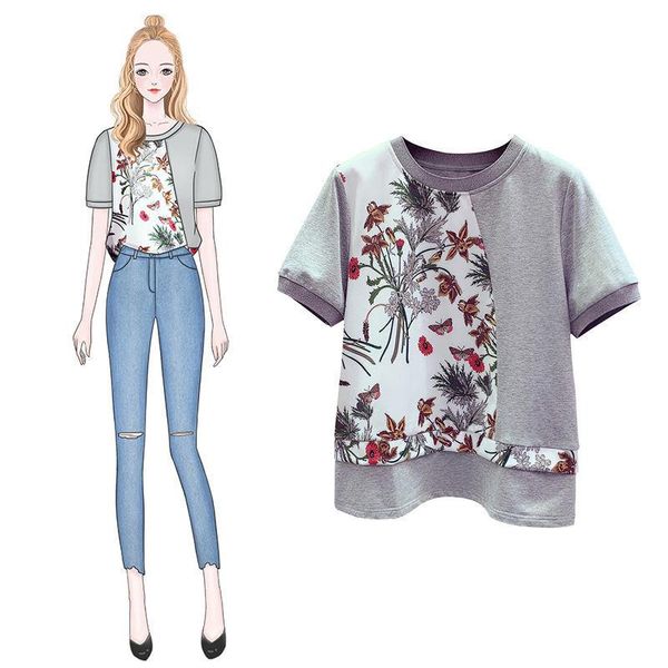 women's t-shirt printed irregular stitching short-sleeved 2021 spring and summer korean loose simple half-sleeved, White
women's t-shirt printed irregular stitching short-sleeved 2021 spring and summer korean loose simple half-sleeved, White