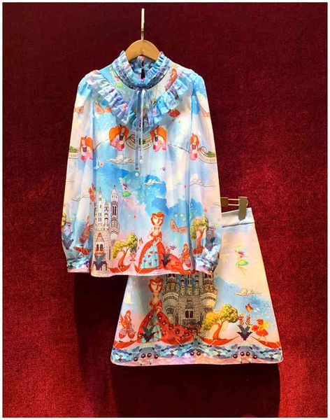 dress european and american women's clothing 2021 spring long sleeve collar shirt trimmed with wooden ears castle print skirt fashion s, White
dress european and american women's clothing 2021 spring long sleeve collar shirt trimmed with wooden ears castle print skirt fashion s, White