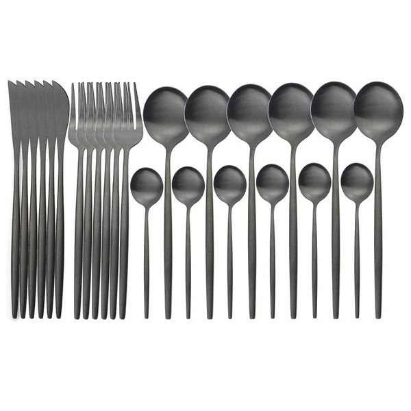 dinnerware sets 24pcs/set black cutlery set 18/10 stainless steel knife fork spoon flatware kitchen tableware silverware
dinnerware sets 24pcs/set black cutlery set 18/10 stainless steel knife fork spoon flatware kitchen tableware silverware
