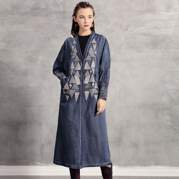 women's trench coats 2021 autumn women fashion cowboy windbreaker female retro embroidery outwear ladies simple coat girls long section, Tan;black
women's trench coats 2021 autumn women fashion cowboy windbreaker female retro embroidery outwear ladies simple coat girls long section, Tan;black