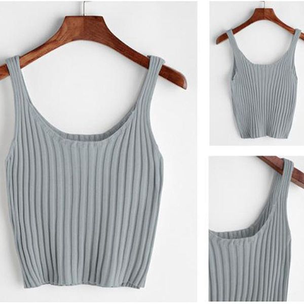 women knitted crop sleeveless ped vest slim sling tank u-neck plain camisole high elastic camis women's tanks &, White
women knitted crop sleeveless ped vest slim sling tank u-neck plain camisole high elastic camis women's tanks &, White