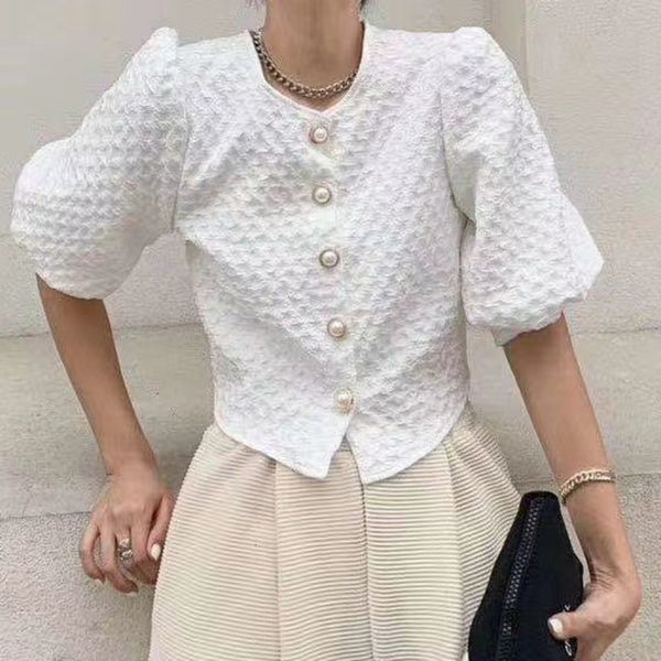 women's blouses & shirts summer blusas korean hook casual blouse sweet lantern sleeve women crop single breasted slim waist shirt fren, White
women's blouses & shirts summer blusas korean hook casual blouse sweet lantern sleeve women crop single breasted slim waist shirt fren, White