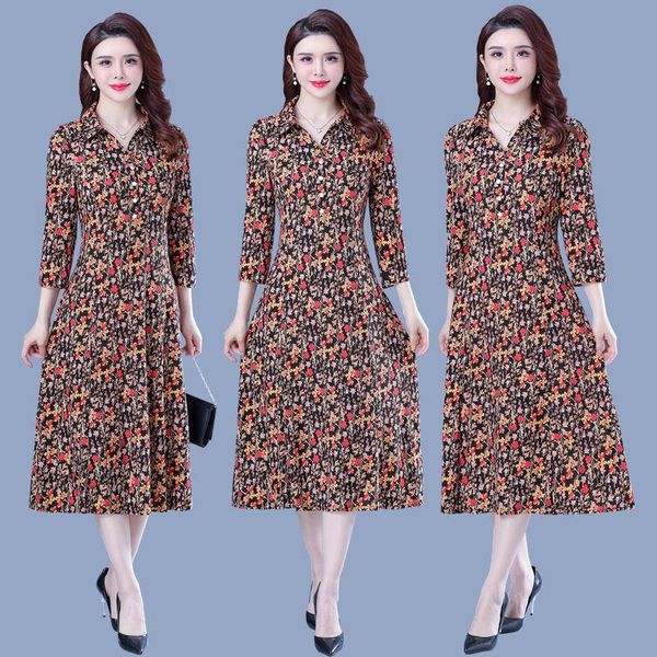 casual dresses mother summer dress 2021 women middle-aged waist was buttons thinner over the knee long floral skirt a25, Black;gray
casual dresses mother summer dress 2021 women middle-aged waist was buttons thinner over the knee long floral skirt a25, Black;gray