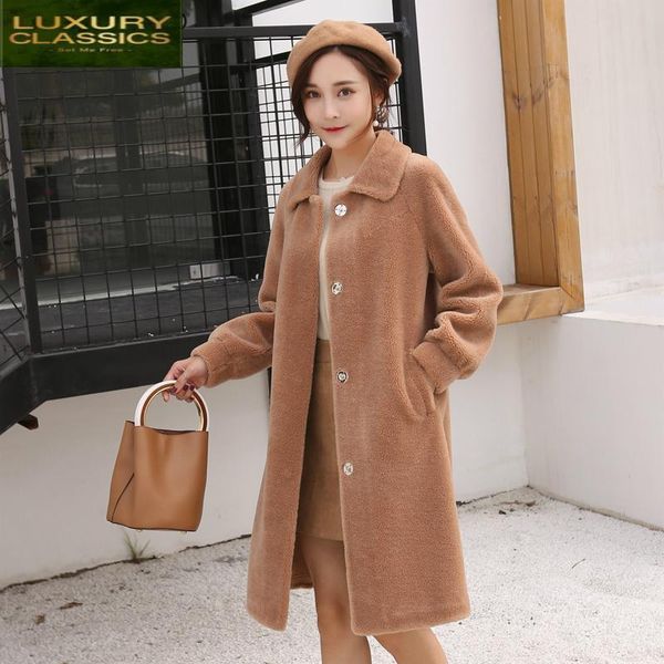 women's fur & faux sheep shearing jacket natural women real wool parka long overcoat autumn winter coat female spring clothes lwl1361, Black
women's fur & faux sheep shearing jacket natural women real wool parka long overcoat autumn winter coat female spring clothes lwl1361, Black
