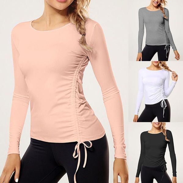 yoga outfits women sport shirts side drawstring design shirt quick dry elastic tight long sleeves sports t-shirt female running top, White;red
yoga outfits women sport shirts side drawstring design shirt quick dry elastic tight long sleeves sports t-shirt female running top, White;red