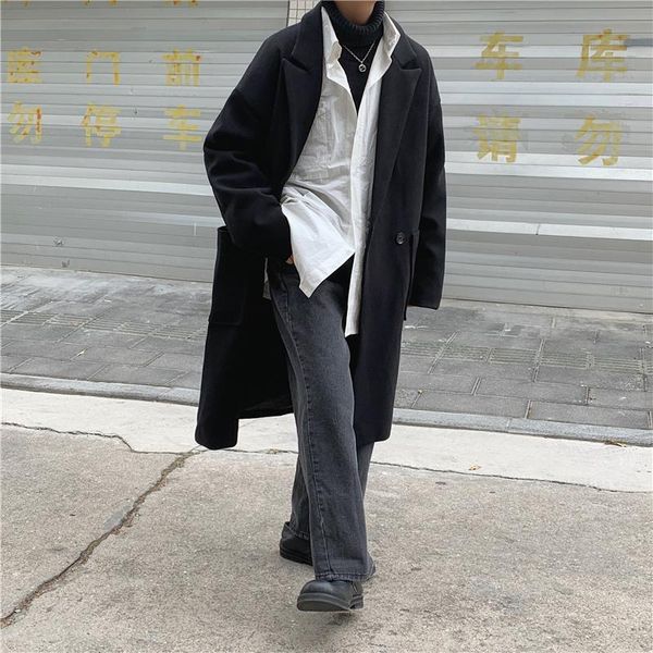 men's wool & blends winter warm solid long trench jacket men woolen cloth coat single button business casual overcoat male streetwear f, Black
men's wool & blends winter warm solid long trench jacket men woolen cloth coat single button business casual overcoat male streetwear f, Black