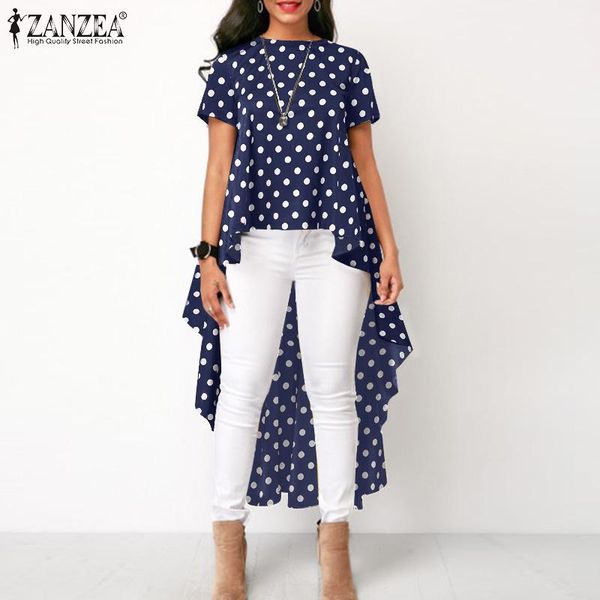 women's blouses & shirts 2021 summer short sleeve women polka dot long tunic zanzea fashion irregular blusa party casual print loose b, White
women's blouses & shirts 2021 summer short sleeve women polka dot long tunic zanzea fashion irregular blusa party casual print loose b, White