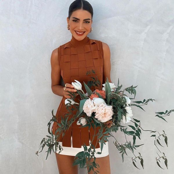 women's tracksuits celebrity bandage sleevesless bodycon two pieces set elegant knitted brown white patchwork vintage vestios o3pt, Gray
women's tracksuits celebrity bandage sleevesless bodycon two pieces set elegant knitted brown white patchwork vintage vestios o3pt, Gray