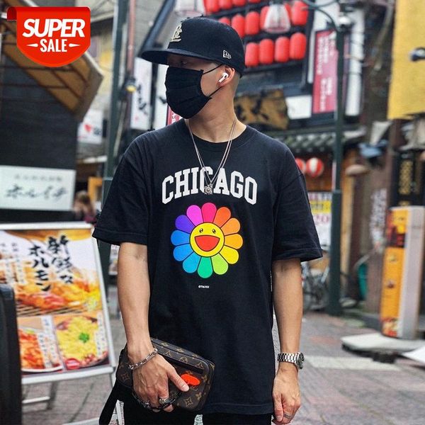 net red street skateboard youth color sunflower personality short sleeve t-shirt half #qq9y, White;black
net red street skateboard youth color sunflower personality short sleeve t-shirt half #qq9y, White;black