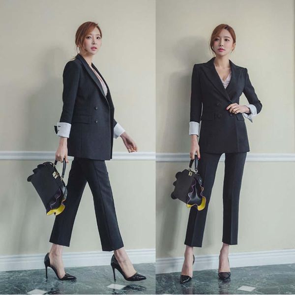 fashion work pant suits 2 piece sets casual striped jacket blazer & zipper office lady uniform women outfits mujer women's two pants, White
fashion work pant suits 2 piece sets casual striped jacket blazer & zipper office lady uniform women outfits mujer women's two pants, White
