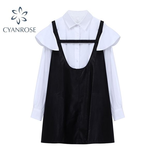 white blouses+black pu faxu leather vest dress women's outfits summer streetwear e-girl aesthetic rok 2 pieces sets ladies 210515
white blouses+black pu faxu leather vest dress women's outfits summer streetwear e-girl aesthetic rok 2 pieces sets ladies 210515