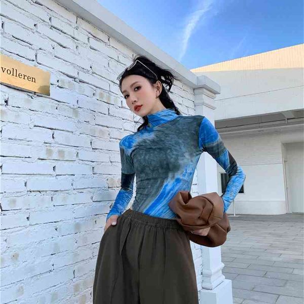 women's t-shirt tie dye t women blue long sleeve turtleneck tshirt bodycon print tee designer clothes fall a3gd, White
women's t-shirt tie dye t women blue long sleeve turtleneck tshirt bodycon print tee designer clothes fall a3gd, White