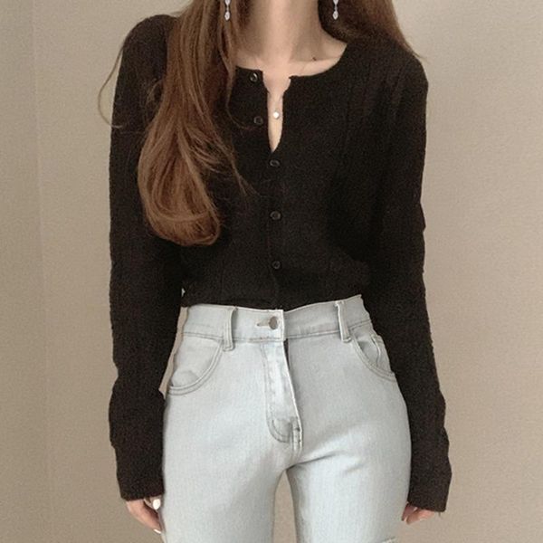 women's knits & tees 2021 early autumn korean temperament female v-neck long-sleeved hollow pattern single-breasted knitted sweater car, White
women's knits & tees 2021 early autumn korean temperament female v-neck long-sleeved hollow pattern single-breasted knitted sweater car, White