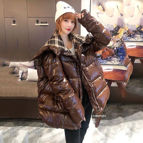 women's down & parkas glossy plaid lapel cotton women winter 2021 coat korean loose thick warm bright bread trendy fashion clothing, Black
women's down & parkas glossy plaid lapel cotton women winter 2021 coat korean loose thick warm bright bread trendy fashion clothing, Black