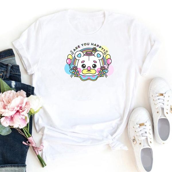 are you happy t-shirt women cotton kawaii cartoons tshirt casual shrot sleeve camiseta mujer gothic t shirt women's, White
are you happy t-shirt women cotton kawaii cartoons tshirt casual shrot sleeve camiseta mujer gothic t shirt women's, White