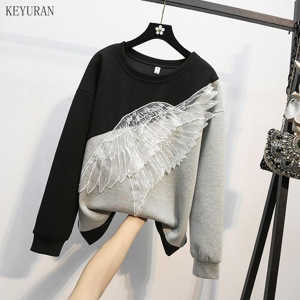 women's hoodies & sweatshirts plus size 5xl 2021 autumn embroidered feather color matching long sleeve casual sports loose sweet pullov, Black
women's hoodies & sweatshirts plus size 5xl 2021 autumn embroidered feather color matching long sleeve casual sports loose sweet pullov, Black