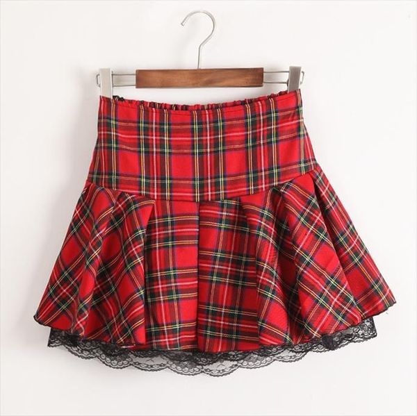 s xxxl plus size womens skirts preppy style uniform red plaid lace hem with lining elastic waist bottoms, Black
s xxxl plus size womens skirts preppy style uniform red plaid lace hem with lining elastic waist bottoms, Black