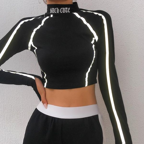 turtleneck reflective stripe gothic t-shirts black techwear hip hop bodycon patchwork women crop long sleeve streetwear tee women's t-, White
turtleneck reflective stripe gothic t-shirts black techwear hip hop bodycon patchwork women crop long sleeve streetwear tee women's t-, White