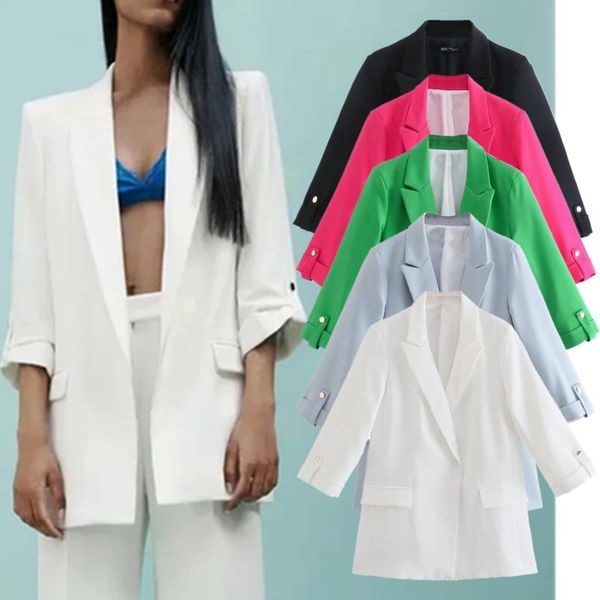 women's suits & blazers jenny&dave women blazer england fashion colorful solid simple casual mujer 2021 roll up sleeveblazers and jacke, White;black 
women's suits & blazers jenny&dave women blazer england fashion colorful solid simple casual mujer 2021 roll up sleeveblazers and jacke, White;black